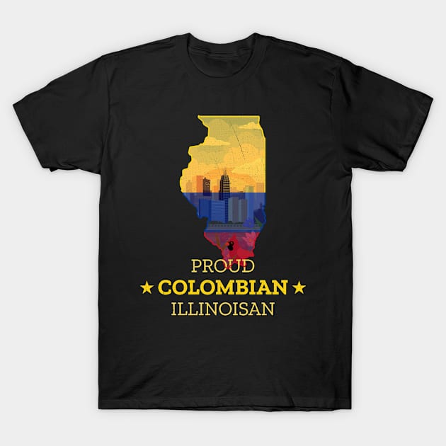 Proud Colombian Illinoisan - Illinois State Pride T-Shirt by Family Heritage Gifts